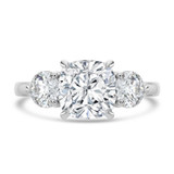 Cushion Lab Created Diamond Cathedral Three-Stone Engagement Ring in White Gold (MVSX1041-W)