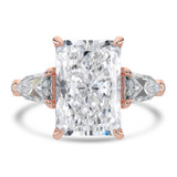 Radiant Lab Created Diamond Three-stone with Accents Three-Stone Engagement Ring in Rose Gold (MVSX1045-R)