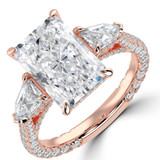 Radiant Lab Created Diamond Three-stone with Accents Three-Stone Engagement Ring in Rose Gold (MVSX1045-R)