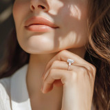 Radiant Lab Created Diamond Three-stone with Accents Three-Stone Engagement Ring in Rose Gold (MVSX1045-R)