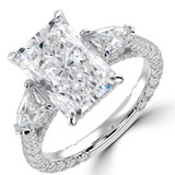 Radiant Lab Created Diamond Three-stone with Accents Three-Stone Engagement Ring in White Gold (MVSX1045-W)