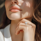 Radiant Lab Created Diamond Three-stone with Accents Three-Stone Engagement Ring in White Gold (MVSX1045-W)