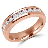 Round Lab Created Diamond Channel Set Semi-Eternity Wedding Band Ring in Rose Gold (MVSXB1041-R)