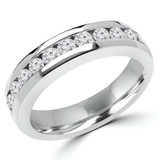 Round Lab Created Diamond Channel Set Semi-Eternity Wedding Band Ring in White Gold (MVSXB1041-W)