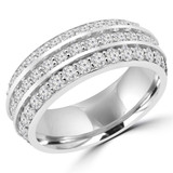 Round Lab Created Diamond Semi-Eternity Wedding Band Ring in White Gold (MVSXB1052-W)