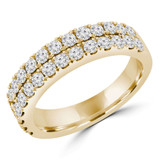 Round Lab Created Diamond Two-Row Semi-Eternity Wedding Band Ring in Yellow Gold (MVSXB1077-Y)