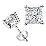 1 3/8 CTW Princess Lab Created Diamond  4-Prong Solitaire Stud Earrings in 14K White Gold (MD260060)
