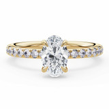 1 1/5 CTW Oval Lab Created Diamond  Solitaire with Accents Engagement Ring in 14K Yellow Gold (MD260069)