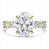 5 CTW Oval Lab Created Diamond  Solitaire with Accents Engagement Ring in 14K Yellow Gold with Shared Prong Round Accents (MD260071)