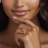 2 1/8 CTW Oval Lab Created Diamond  Hidden Halo Solitaire with Accents Engagement Ring in 14K Yellow Gold with Accented Bridge (MD260072)