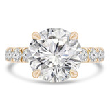 6 1/10 CTW Round Lab Created Diamond  Hidden Halo Solitaire with Accents Engagement Ring in 14K Yellow Gold (MD260074)