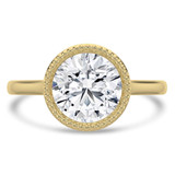 2 CT Round Lab Created Diamond  Bezel set Solitaire with Accents Engagement Ring in 14K Yellow Gold Open Bridge (MD260078)