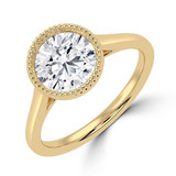 2 CT Round Lab Created Diamond  Bezel set Solitaire with Accents Engagement Ring in 14K Yellow Gold Open Bridge (MD260078)