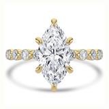 2 1/4 CTW Marquise Lab Created Diamond  Hidden Halo Solitaire with Accents Engagement Ring in 14K Yellow Gold with Shared Prong Round Accents (MD260080)