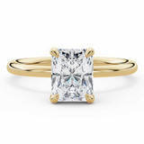 3 1/8 CTW Radiant Lab Created Diamond  Hidden Halo Solitaire with Accents Engagement Ring in 14K Yellow Gold (MD260081)