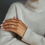 3 1/8 CTW Radiant Lab Created Diamond  Hidden Halo Solitaire with Accents Engagement Ring in 14K Yellow Gold (MD260081)