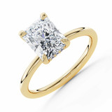 3 1/8 CTW Radiant Lab Created Diamond  Hidden Halo Solitaire with Accents Engagement Ring in 14K Yellow Gold (MD260081)