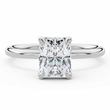 1 4/5 CTW Radiant Lab Created Diamond  Hidden Halo Solitaire with Accents Engagement Ring in 14K White Gold (MD260084)