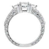 Round Lab Created Diamond Three-Stone Engagement Ring in White Gold with Accents (MVSX1010-W)