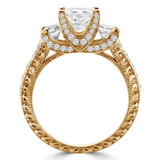 Princess Lab Created Diamond Vintage Three-Stone Engagement Ring in Yellow Gold with Accents (MVSX1014-Y)
