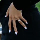 Round Lab Created Diamond Three-Stone Engagement Ring in White Gold with Accents (MVSX1019-W)