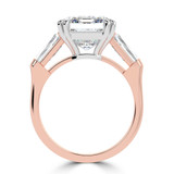 Emerald Lab Created Diamond with Baguette Sidestones Three-Stone Engagement Ring in Rose Gold & White Gold (MVSX1036-R)