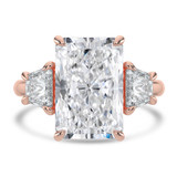 Radiant Lab Created Diamond with Baguette Sidestones Three-Stone Engagement Ring in Rose Gold (MVSX1037-R)