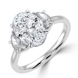 Oval Lab Created Diamond with Halfmoon Sidestones Three-Stone Engagement Ring in White Gold (MVSX1039-W)
