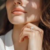 Radiant Lab Created Diamond Three-stone with Accents Three-Stone Engagement Ring in White Gold (MVSX1045-W)