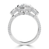 Pear Lab Created Diamond with Shield Sidestones Three-Stone Engagement Ring in White Gold with Three-row Pave Accents (MVSX1046-W)