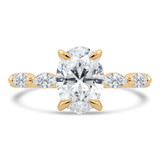 2 2/3 CTW Oval Lab Created Diamond Hidden Halo Solitaire with Accents Ring in 14K Yellow Gold with Marquise Accents (MDR260040)