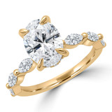 2 2/3 CTW Oval Lab Created Diamond Hidden Halo Solitaire with Accents Ring in 14K Yellow Gold with Marquise Accents (MDR260040)