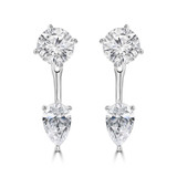 5 1/10 CTW Pear Lab Created Diamond Toi et Moi Drop/Dangle Earrings in 14K White Gold (MDR260042)