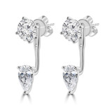 5 1/10 CTW Pear Lab Created Diamond Toi et Moi Drop/Dangle Earrings in 14K White Gold (MDR260042)