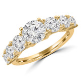 2 3/5 CTW Round Lab Created Diamond Seven-stone Solitaire with Accents Engagement Ring in 14K Yellow Gold (MDR260043)