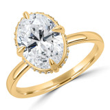 3 1/6 CTW Oval Lab Created Diamond Hidden Halo Compass Set Solitaire with Accents Engagement Ring in 14K Yellow Gold (MDR260044)