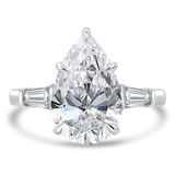 4 2/5 CTW Pear Lab Created Diamond Three-stone Engagement Ring in 14K White Gold with Tapered Baguette Side-stones (MDR260045)