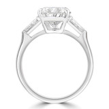4 2/5 CTW Pear Lab Created Diamond Three-stone Engagement Ring in 14K White Gold with Tapered Baguette Side-stones (MDR260045)