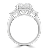 8 1/10 CTW Oval Lab Created Diamond Three-stone Engagement Ring in 14K White Gold with Trapezoid Side-stones (MDR260046)