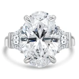 8 1/10 CTW Oval Lab Created Diamond Three-stone Engagement Ring in 14K White Gold with Trapezoid Side-stones (MDR260046)