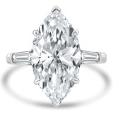 7 3/5 CTW Marquise Lab Created Diamond Three-stone Engagement Ring in 14K White Gold with Tapered Baguette Side-stones (MDR260048)