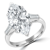 7 3/5 CTW Marquise Lab Created Diamond Three-stone Engagement Ring in 14K White Gold with Tapered Baguette Side-stones (MDR260048)