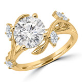 2 3/4 CTW Round Lab Created Diamond Floral Solitaire with Accents Engagement Ring in 14K Yellow Gold (MDR260049)