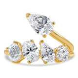 2 3/8 CTW Multi-Shaped Lab Created Diamond Pear Emerald Oval Round Cocktail Ring in 14K Yellow Gold (MDR260051)