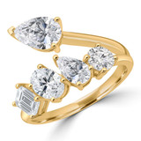 2 3/8 CTW Multi-Shaped Lab Created Diamond Pear Emerald Oval Round Cocktail Ring in 14K Yellow Gold (MDR260051)