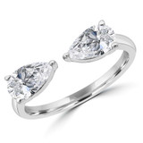 3/4 CTW Pear Lab Created Diamond Duo Pear Toi et Moi Engagement Ring in 14K White Gold (MDR260052)