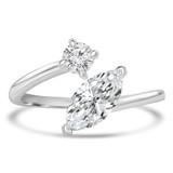 1 1/10 CTW Multi-Shaped Lab Created Diamond Round Marquise Toi et Moi Engagement Ring in 14K White Gold (MDR260053)