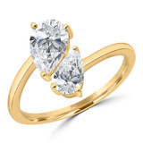 1 1/3 CTW Pear Lab Created Diamond Duo Pear Toi et Moi Engagement Ring in 14K Yellow Gold (MDR260055)
