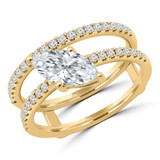 1 1/4 CTW Marquise Lab Created Diamond Split Two-Row Solitaire with Accents Engagement Ring in 14K Yellow Gold (MDR260058)