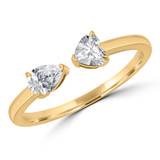 1/2 CTW Multi-Shaped Lab Created Diamond Heart Pear Toi et Moi Engagement Ring in 14K Yellow Gold (MDR260059)